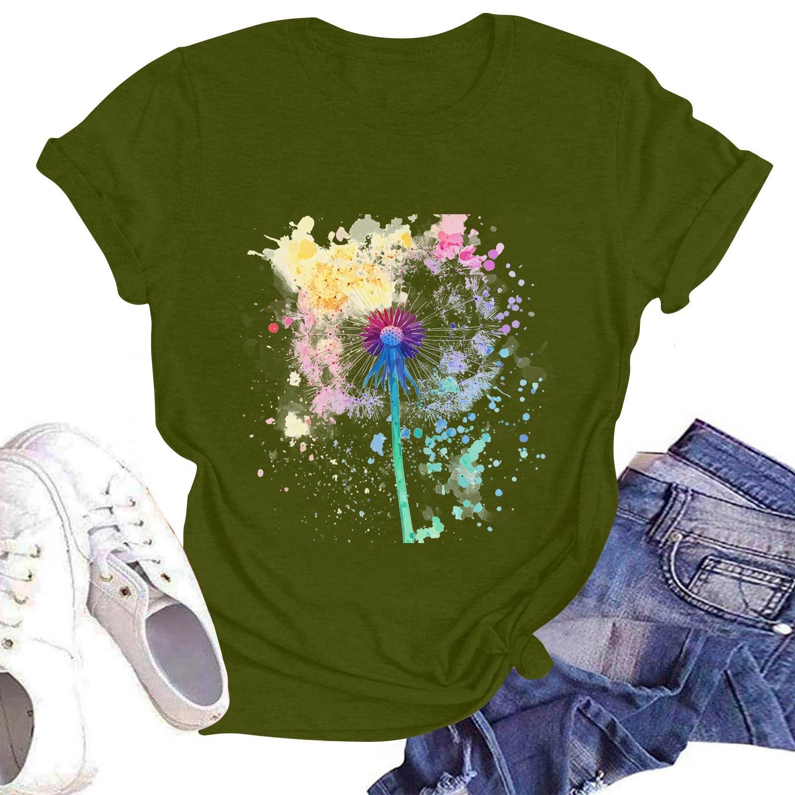 

Женская повседневная футболка с круглым вырезом и коротким рукавом L армия зеленый