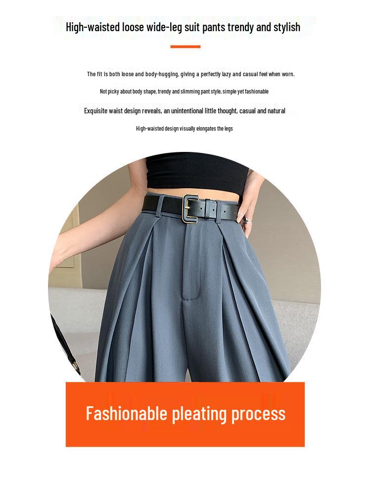 Spring High-Waisted Wide-Leg Loose Fit Pants