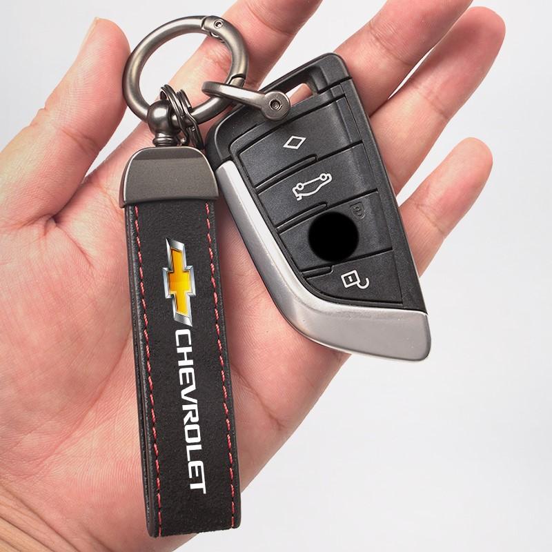 Suede Leather Car Keychain Business Gift with Logo Keyring Accessories For Chevrolet Spark Captiva Cruze Tracker Orlando Trax