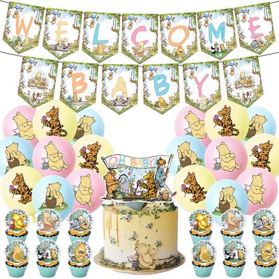 32pcs Winnie The Pooh Party Decorations Include Banner Cakes Topper Balloons