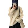 Autumn and winter new retro soft waxy candy color crew neck pullover sweater women's loose lazy knitted sweater top thick