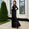 Fashionable and Elegant 2026 New Women's Dress with Mesh Jacquard Square Neck and Irregular Hem, Sexy Slim Fit Dress