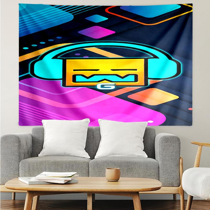 1PC Geometry Dash: Dance To The Beat Tapestry, Unique Design Tapestry, Suitable for Bedroom,Livingroom, Playroom,Heartwarming Holiday Gifts