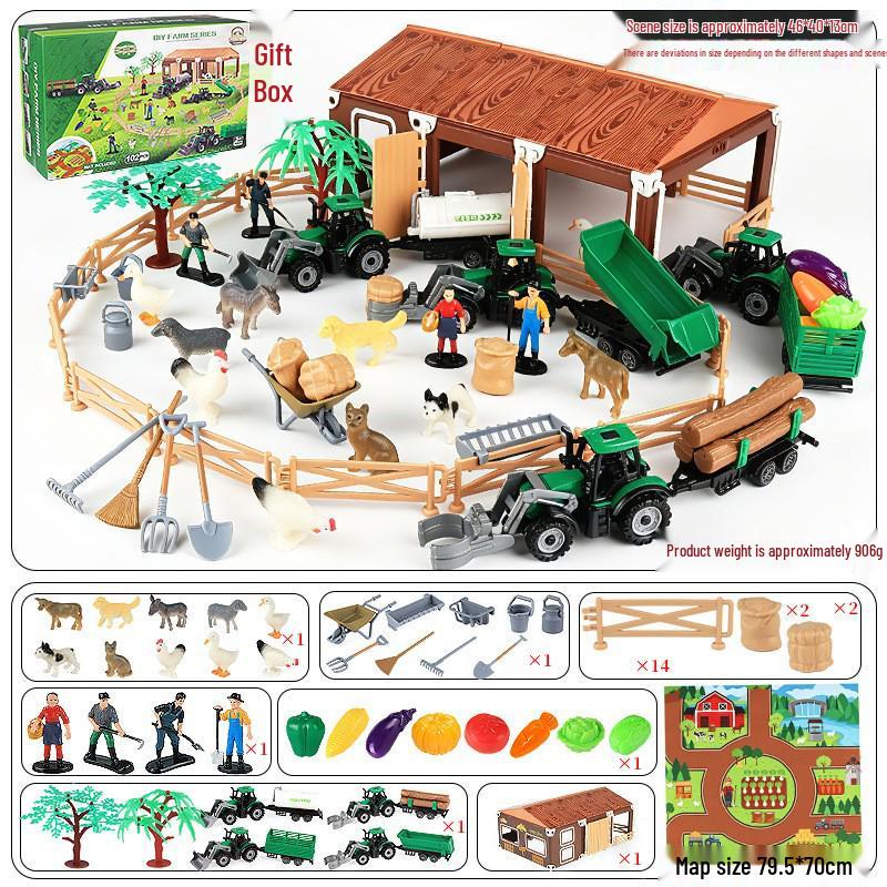 Animal Model Ranch Set: Chicken, Dog, Cow, Sheep, Horse Miniature Toy Scene