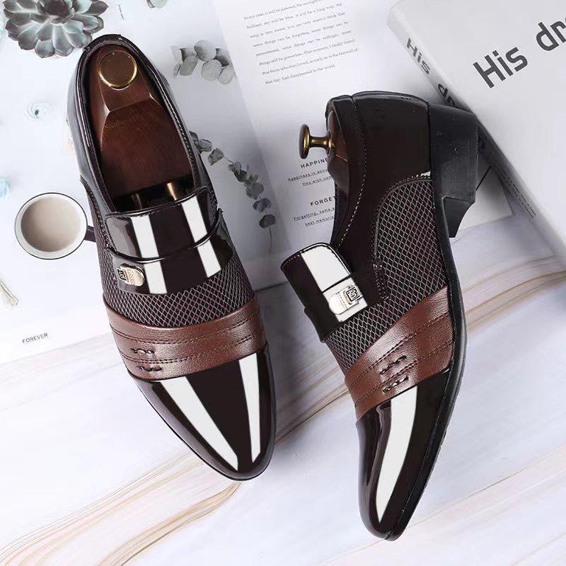 Men's Plus Size Formal Leather Shoes - Korean & British Style in Black