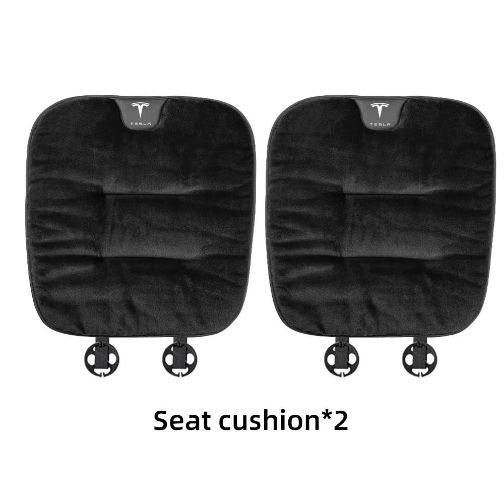 AMM1 Flannel Car Seat Cushion Cover For Tesla Model 3 S X Y Juniper Cybertruck Universal Winter Plush Seat Cushions Car Accessories