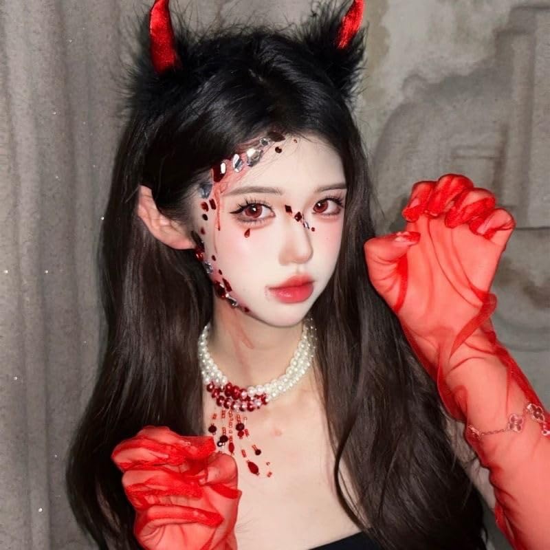 Wefitfix Halloween Teufelskopf-Haarreif, Halloween Cosplay Requisite für Damen und Kinder, Leicht mit Kostümen zu kombinieren, Halloween Kostüm, Halloween Haare