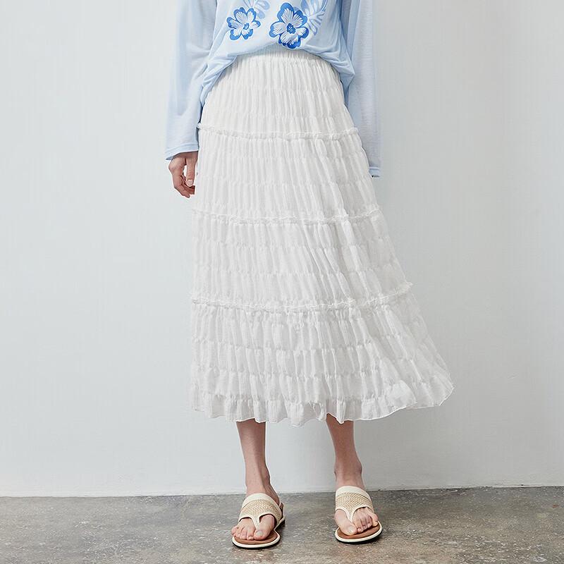 Women's Wrinkled Bubble Texture Tiered Skirt