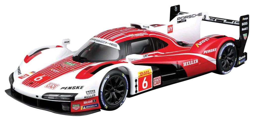 Kyosho BURAGO 1/24 Scale Porsche 963 2024 No. 6 White/Red Window Box Finished Model BUR28042