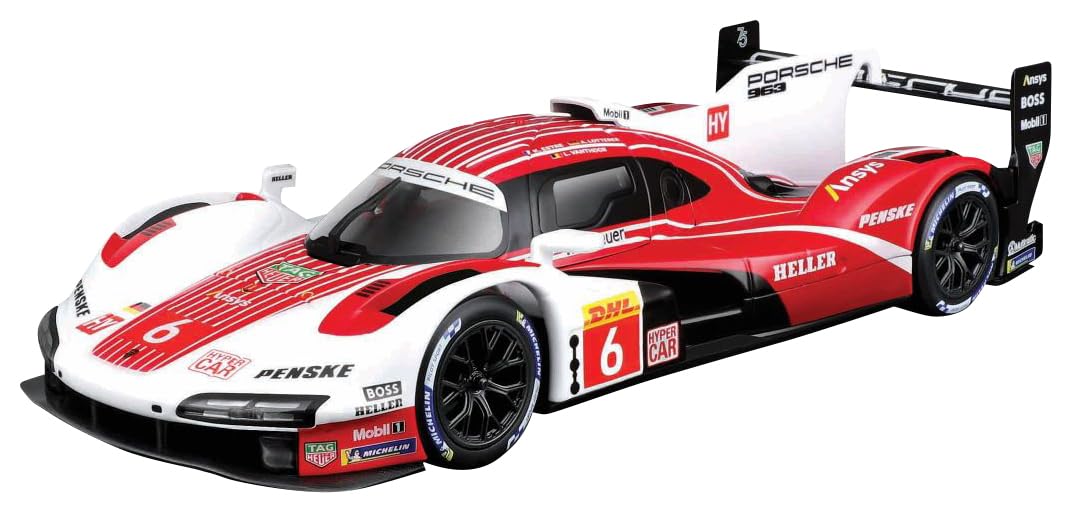 

Kyosho BURAGO 1/24 Scale Porsche 963 2024 No. 6 White/Red Window Box Finished Model BUR28042