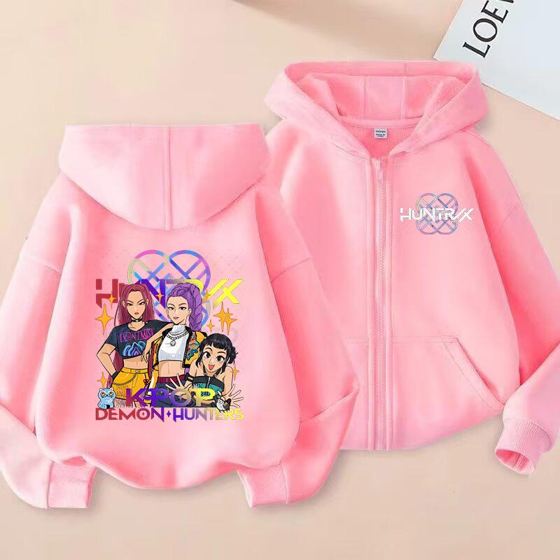 Peripheral print fashion boys and girls zip hoodie casual sweater