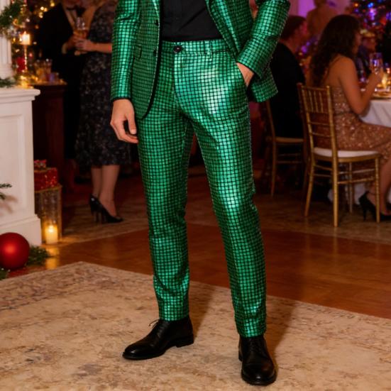 Men Sequin Suit Pants Sparkly Straight Leg Disco Trousers Shiny Party Trousers for Street Stage Performance Nightclub Dance