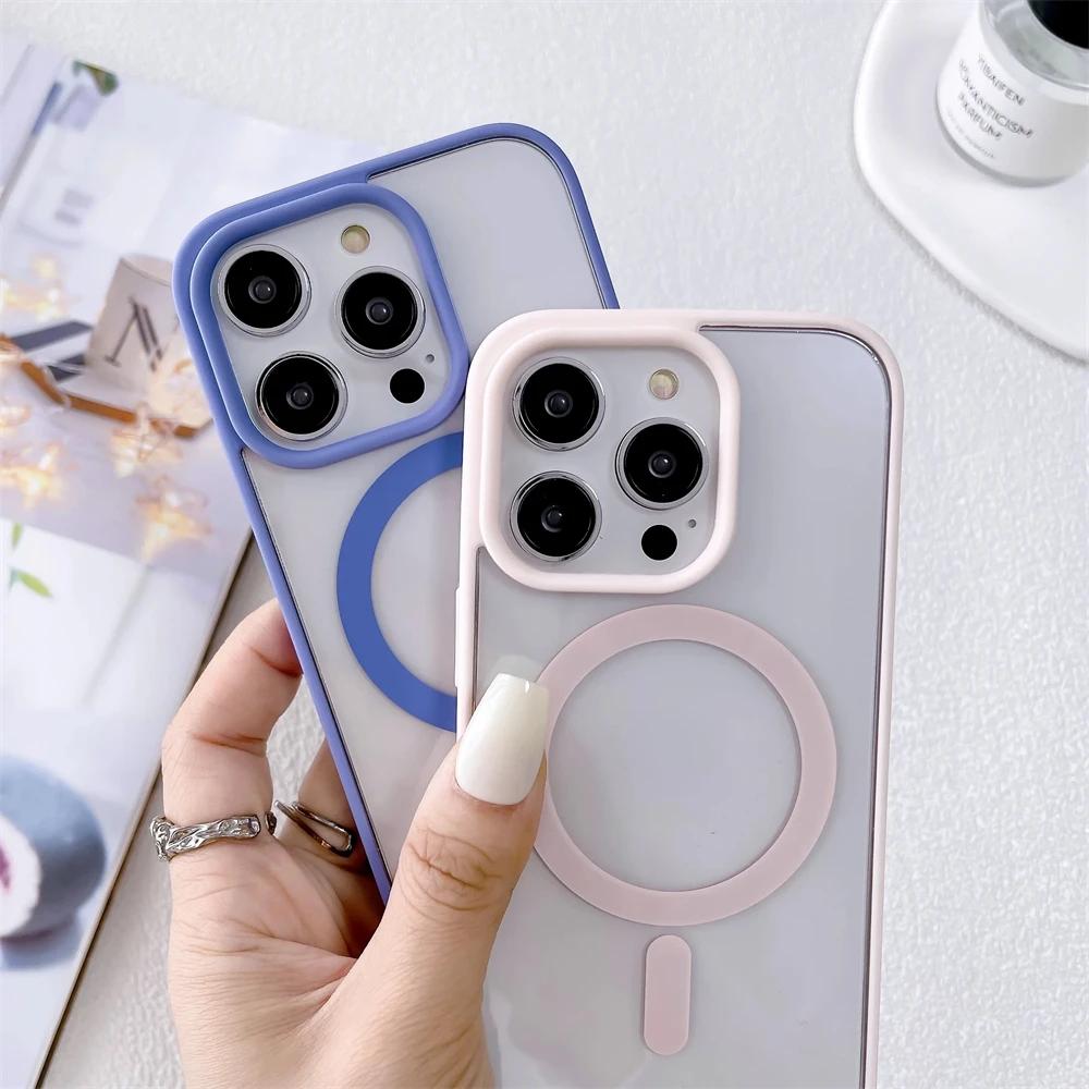 Luxury Shockproof Magsafe Wireless Charge Case for iPhone 15 14 Plus 13 12 Mini 11 Pro X XR XS Max Clear Magnetic Bumper Cover