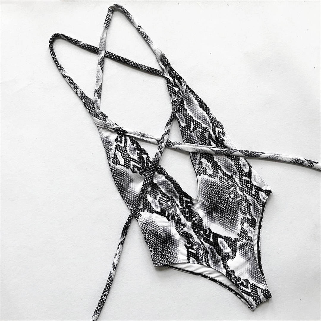 

Цельный купальник с глубоким V-образным вырезом и запахом, женский купальник, женский купальник с леопардовым принтом, купальный костюм с высоким вырезом, монокини для плавания S чёрный