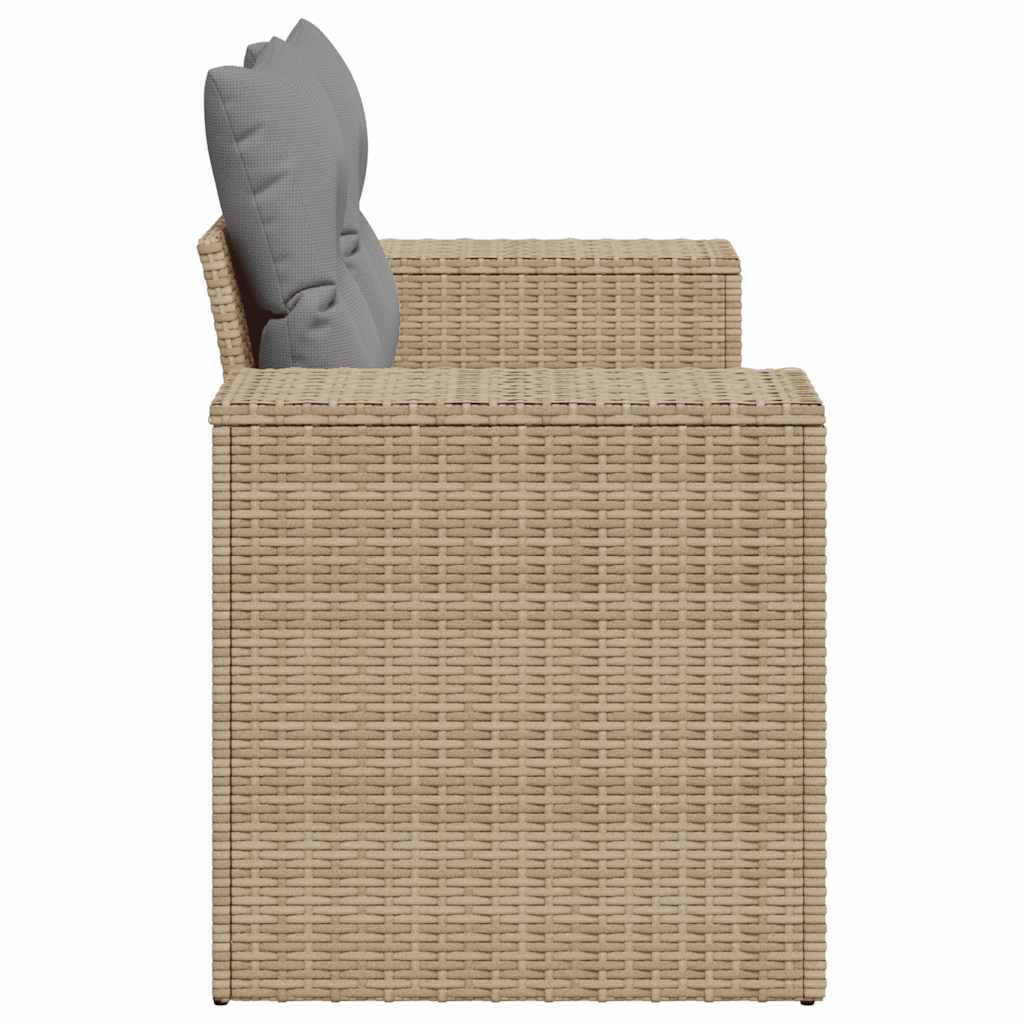 Vidaxl Garden Sofa With Cushions, 2-Seater, Beige, Poly Rattan