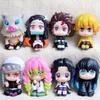In Stock 8Pcs/Set Demon Slayer Q Version Figures Sitting Pose Anime Pvc Action Figurine Collectible Model Toy Gift For Fans