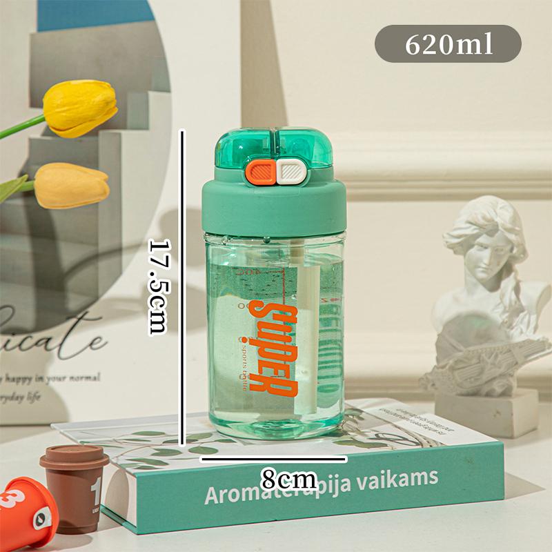 

620Ml Water Cup Handy Sports Water Bottle Food Grade Material Tea Partition Water Cup Female Straw Summer Portable Bottle
