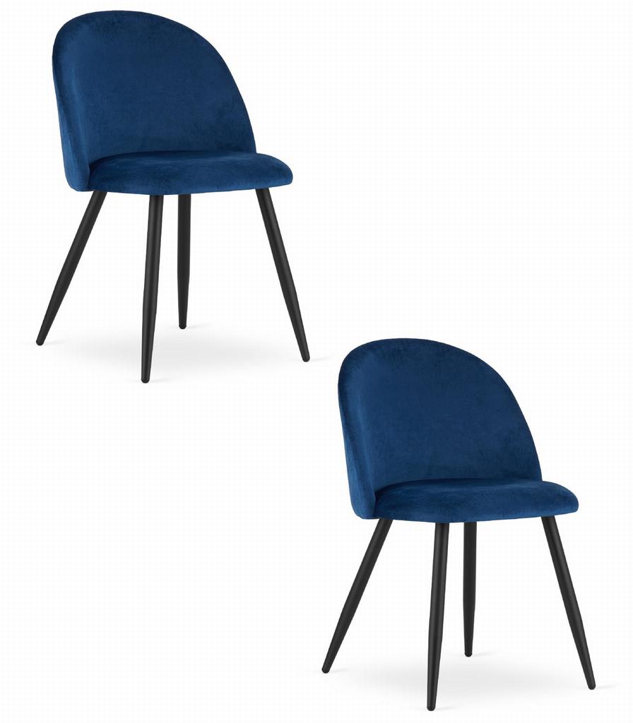 BELLO chair - navy blue velvet / black legs x 2
