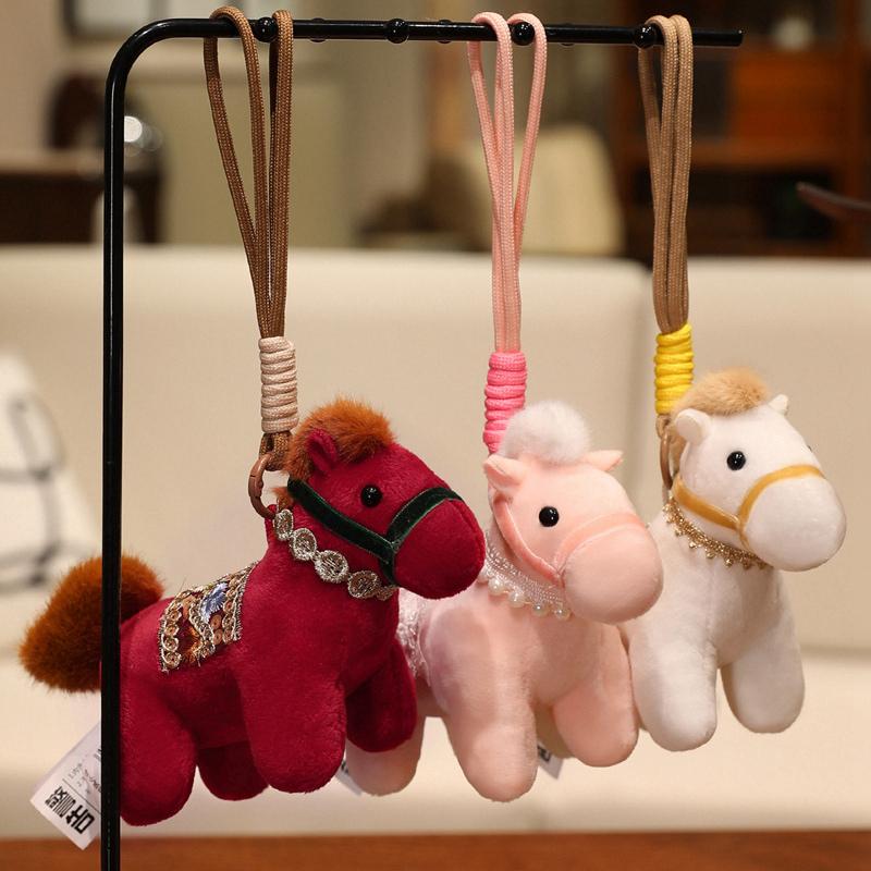 15cm Chinese Style Exquisite Pony Plush Toy Lucky Horse Pendant Keychain Home Car Decor High Quality Kid New Year Gift
