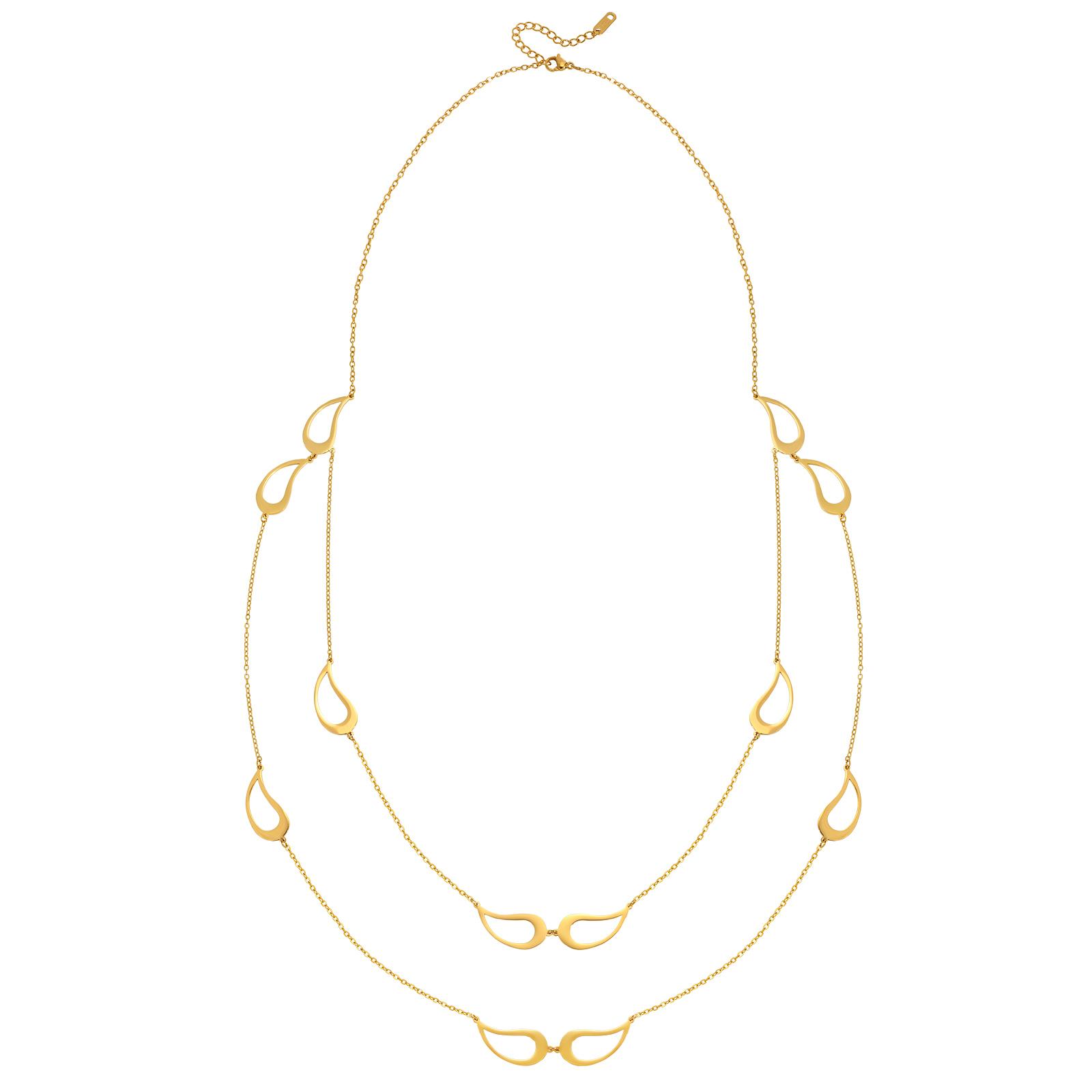 

Fashion Hollow Waterdrop Double Layer Necklace for Women,Gold Color Stainless Steel Necklaces,Match Dress Accessories Jewelry