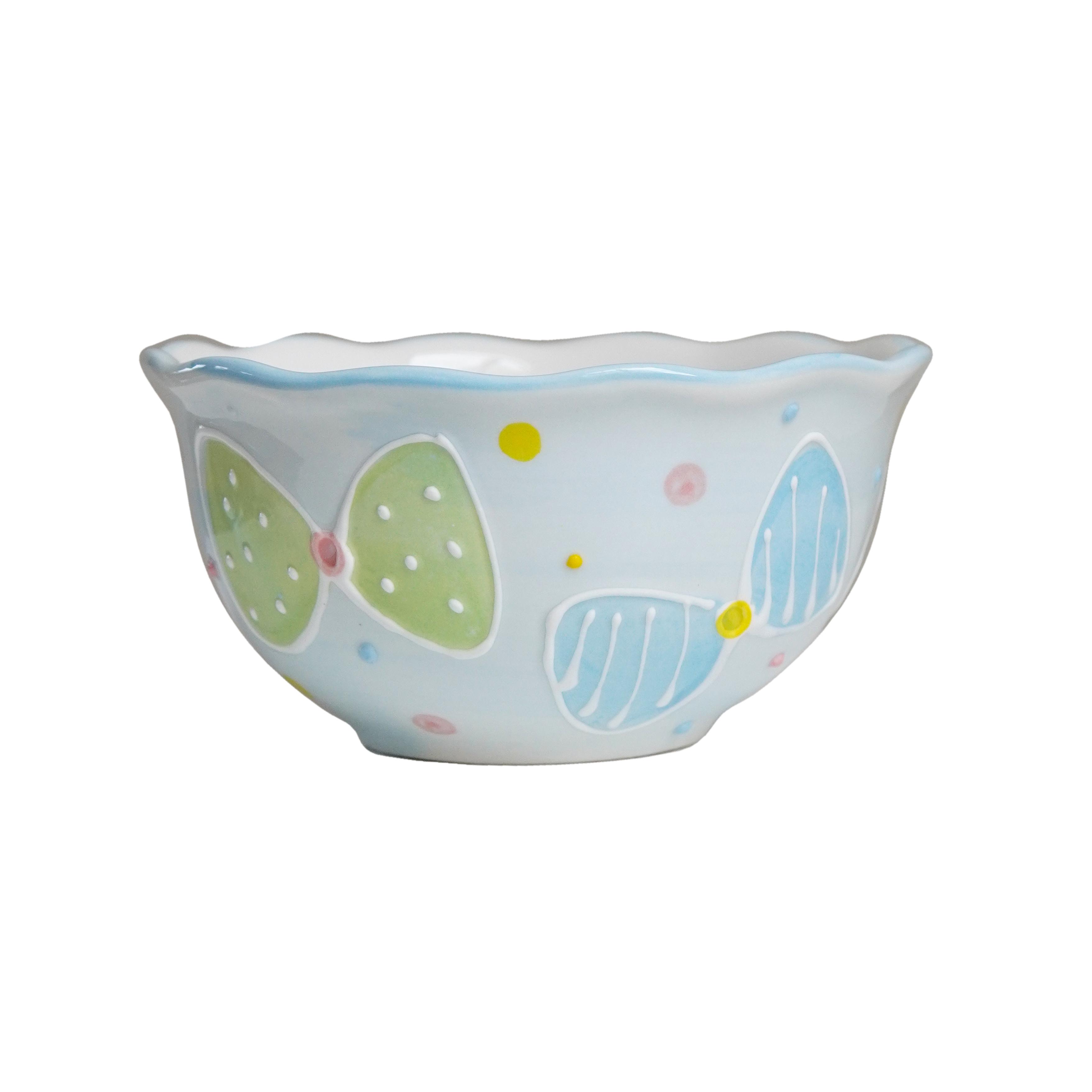 1 шт. Рождественская керамическая милая салатница, керамическая миска с кружевом и вишневым бантом, фруктовая миска