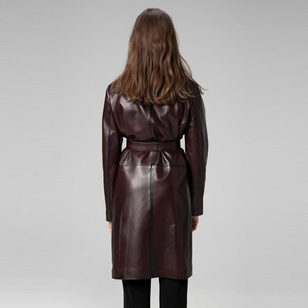 Dericlub Damen-Trenchcoat aus 100 % echtem Leder