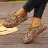 Big-size Ethnic Style Casual Shoes for Women, Colorful Lace-up Graffiti Low-top Canvas Shoes