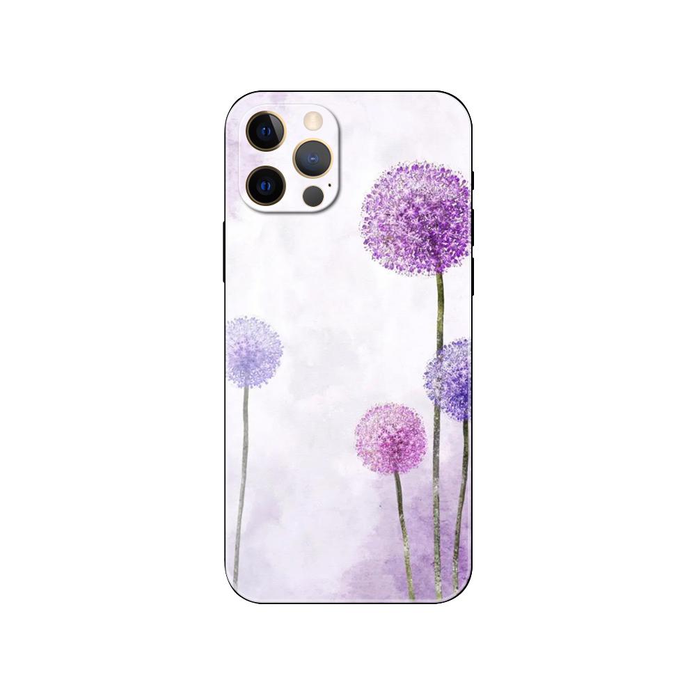 Lavender Phone Case for Iphone 5s 2020se 6 6s 7 8 Plus X 10 XR XS 11 12 13 Mini Pro MAX Black Tpu Back Cover