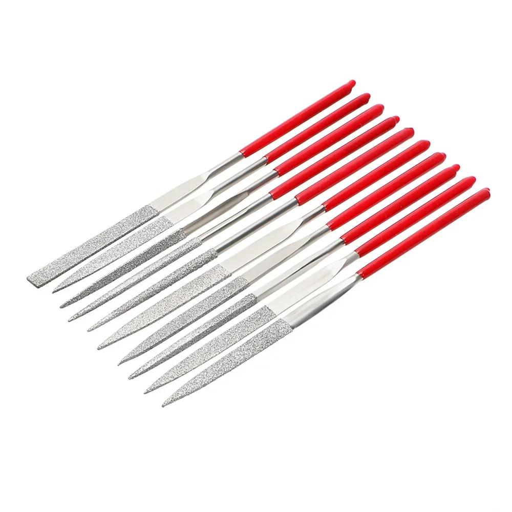 10PCS Mini Needle File Set Diamond Coated 140mm for Jewelry Making Crafts Ceramic Glass Stone Wood Tools