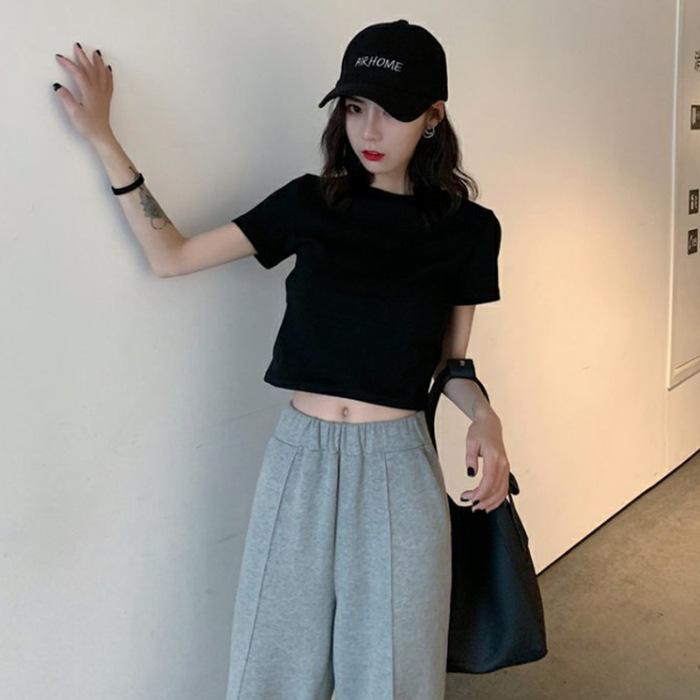 Women's Crew Neck Short Sleeve Crop T-Shirt Slim Fit Candy Color Solid Polyester Cropped Top Multi Color Y2K Summer Casual Tee