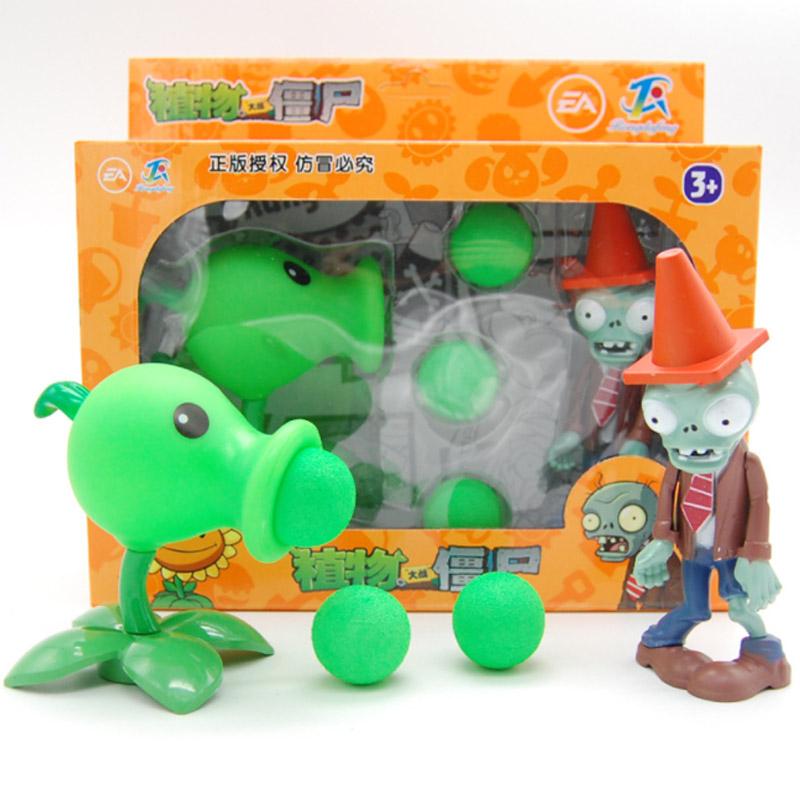 Plants vs Zombies 2 Cactus Peashooter Coconut Cannon A.K.E.E Toy Set 6 Style Game Figures Soft Silicone Zombie Birthday Gift Boy