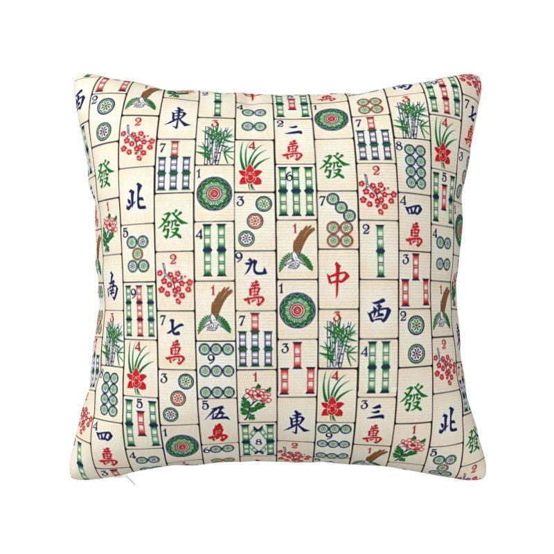 Mahjong Tile Pattern Cushion Cover X Cm Polyester Velvet Throw Pillow Case For Sofa Car Seat Decoration Bedding Pillowcase