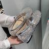 Fashion Luxury Crystal Rhinestone Fishnet Ballet Flats Woman Brand Design Rivet Studs Mesh Mary Jane Shoes Ladies Summer Hollow Loafers