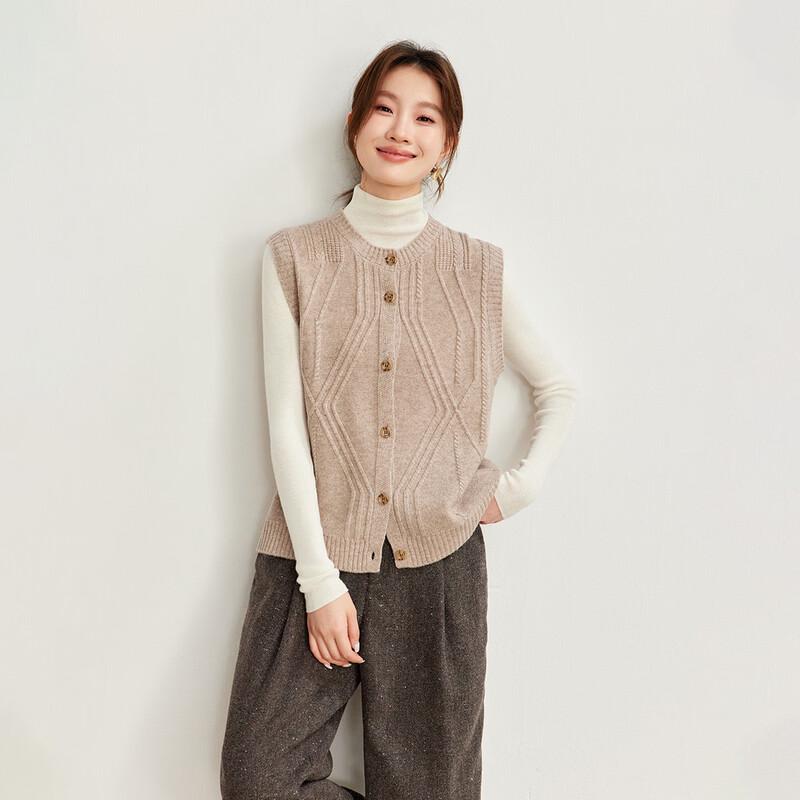 Shexi Women's 100% Wool Cable Knit Layered Vest