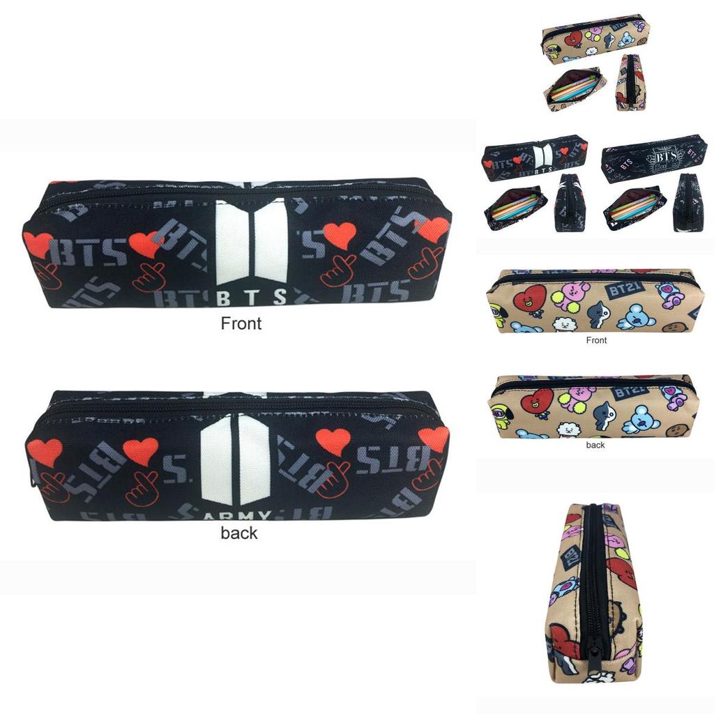 Bts Bt21 Malowanie Płótno Piórnik Portmonetka Saszetka na Makijaż Przenośna Torba na Długopisy