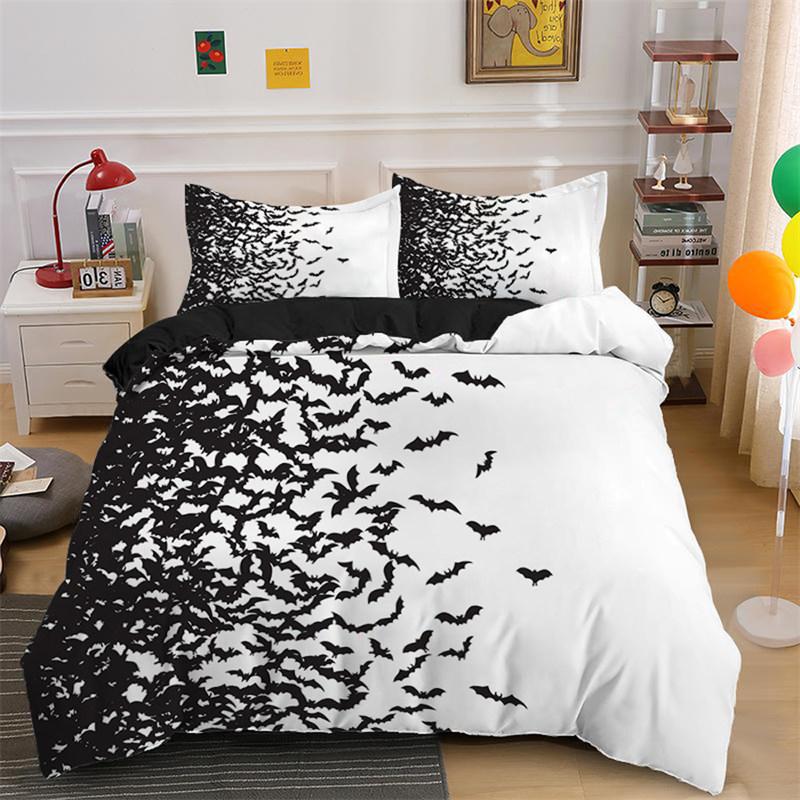 Comforter Halloween Bedding Set Cartoon Pumpkin Twin Queen Microfiber Horror Theme Comforter For Girls Boys Room Decor