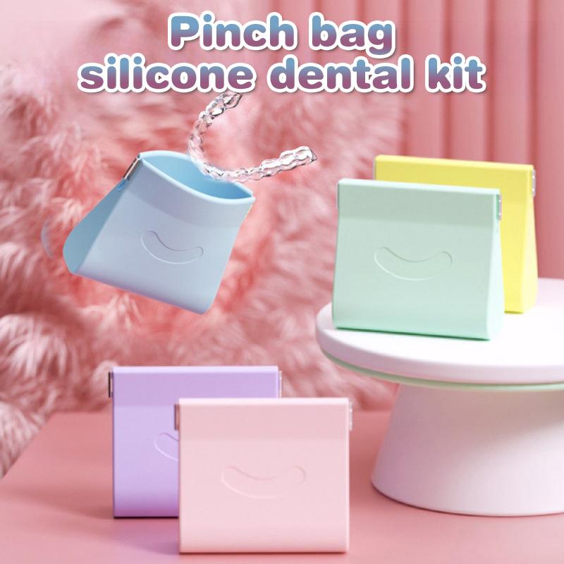 1Pcs Silicone Denture Tray Box Vent Holes Dental Denture Box False Teeth Protective Case Dental Braces Retainer Storage Case