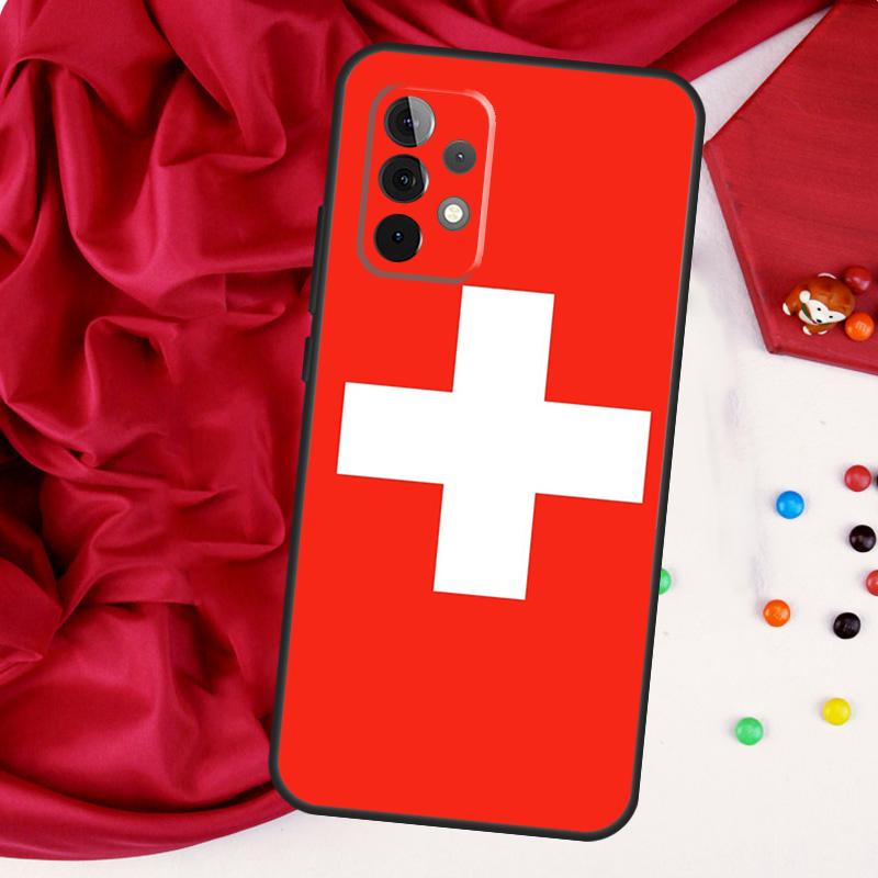 Switzerland Swiss Flag For Samsung Galaxy A26 A05 A06 A16 A54 A34 A14 A22 A32 A52 A55 A35 A15 A53 A13 A56 A36 Case