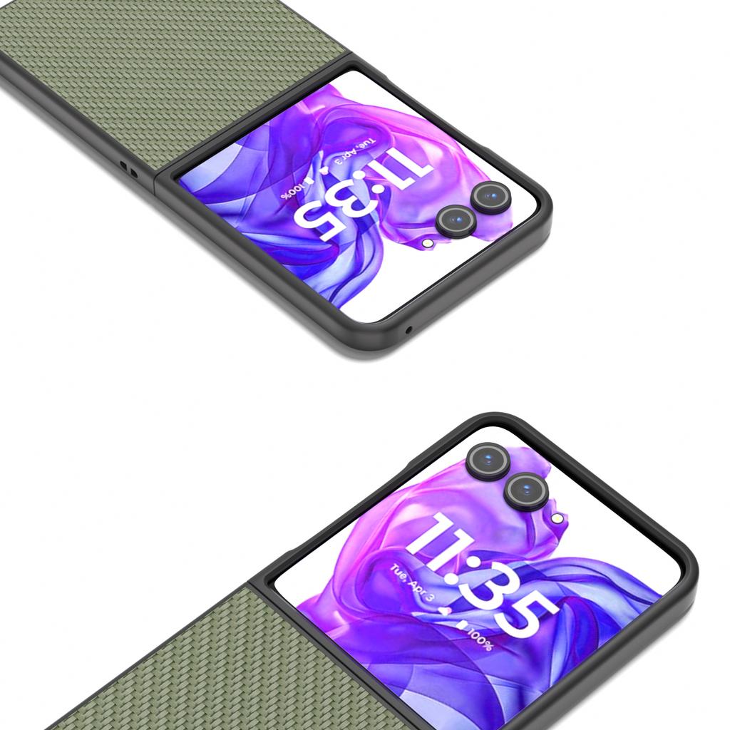 For Motorola Razr 50 Ultra 5G Phone Case Carbon Fiber Texture PU+PC Cover