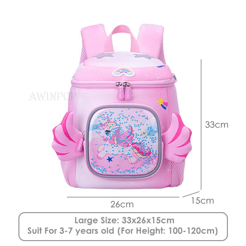 Girls' Pink UnicornSchool Backpacks for Kindergarten Children Kids School Bags Students Pack