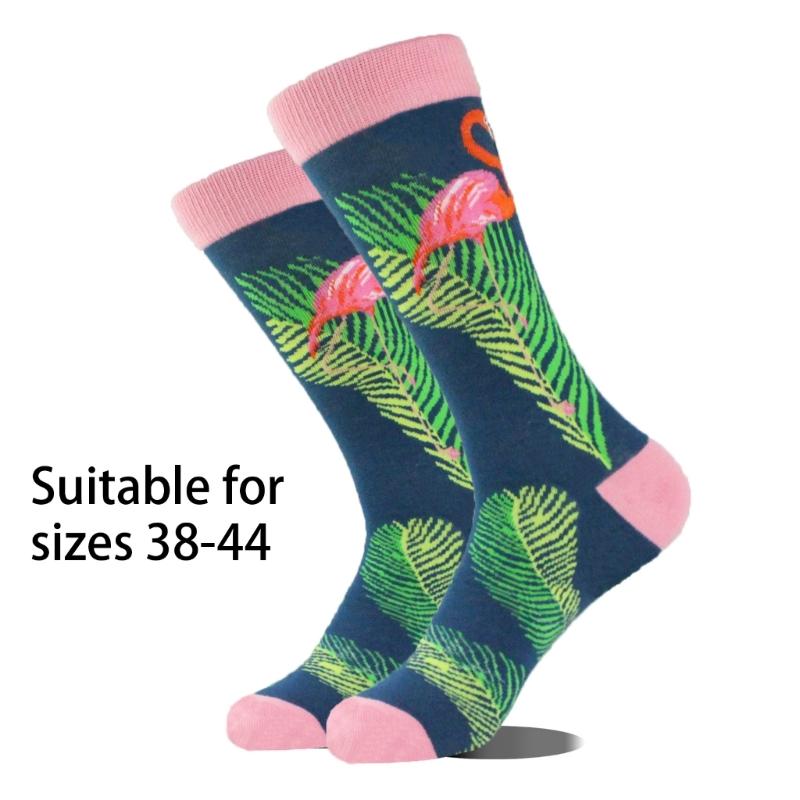 5 Pairs Novelty Funny Unisex Colorful Flamingo Pattern Crew Socks Hosiery for Everyday Wear School or Outdoor Activity