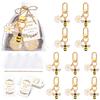 10 Set Bee Flower Keychain Party Favors Set Keyring With Kraft Tags Organza Bag For Guests Souvenir Baby Shower Wedding