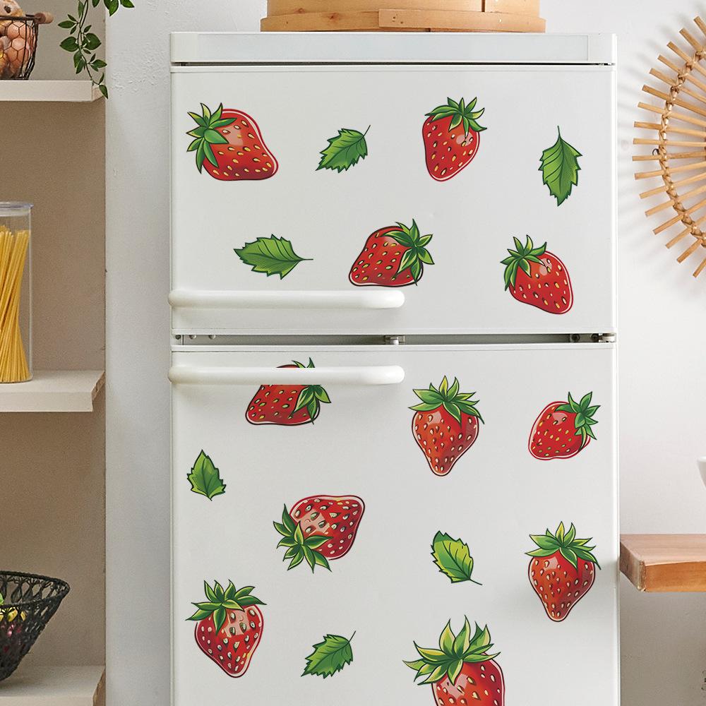 Bemalte Erdbeere DIY Küche Restaurant Kühlschrankaufkleber Heimhintergrund Verschönerung Wandaufkleber