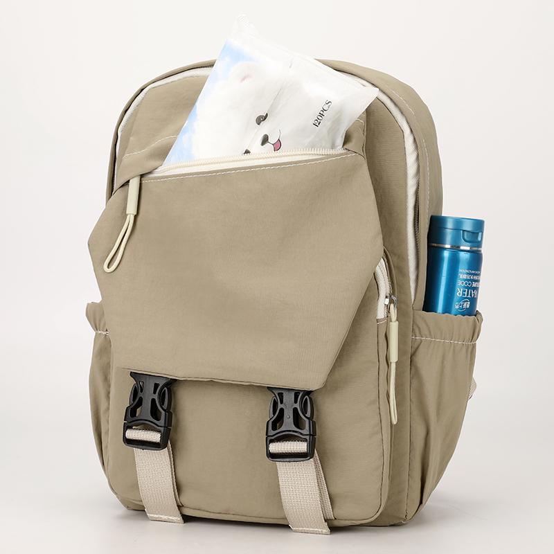 Nylon Lightweight Women's Backpack with Flip-top Lock Simple Small Schoolbag  Commuting and Travel Waterproof Backpack