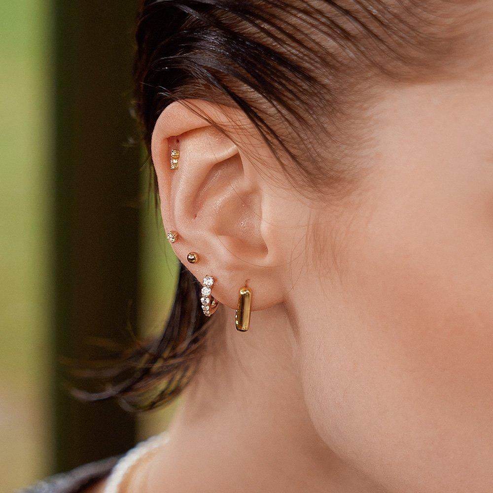 [Worn by Jang Na-ra and Kwon Eun-bi] Gold Gradient Pave 925 Silver Ring Earrings E061-06G