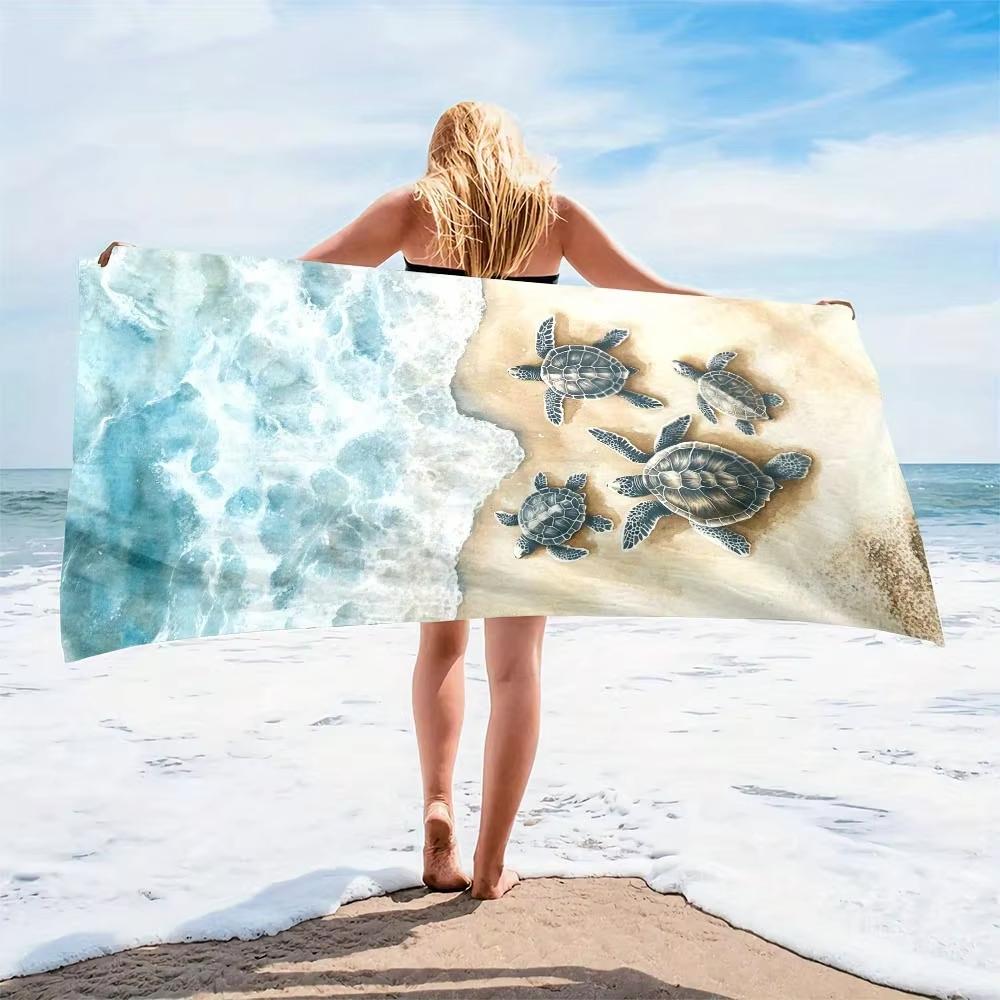 Serviette de plage surdimensionnée en microfibre motif tortue Douce Absorbante Séchage Rapide Sans Sable Légère Style Contemporain