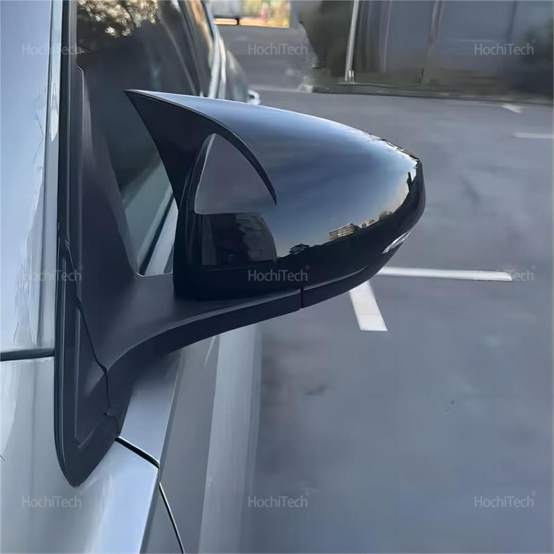 For Volkswagen Polo AW BZ 2017 2018 2019 2020 2021 2022 2023 2x Horn Style Add-on Rearview Mirror Cover Glossy Black