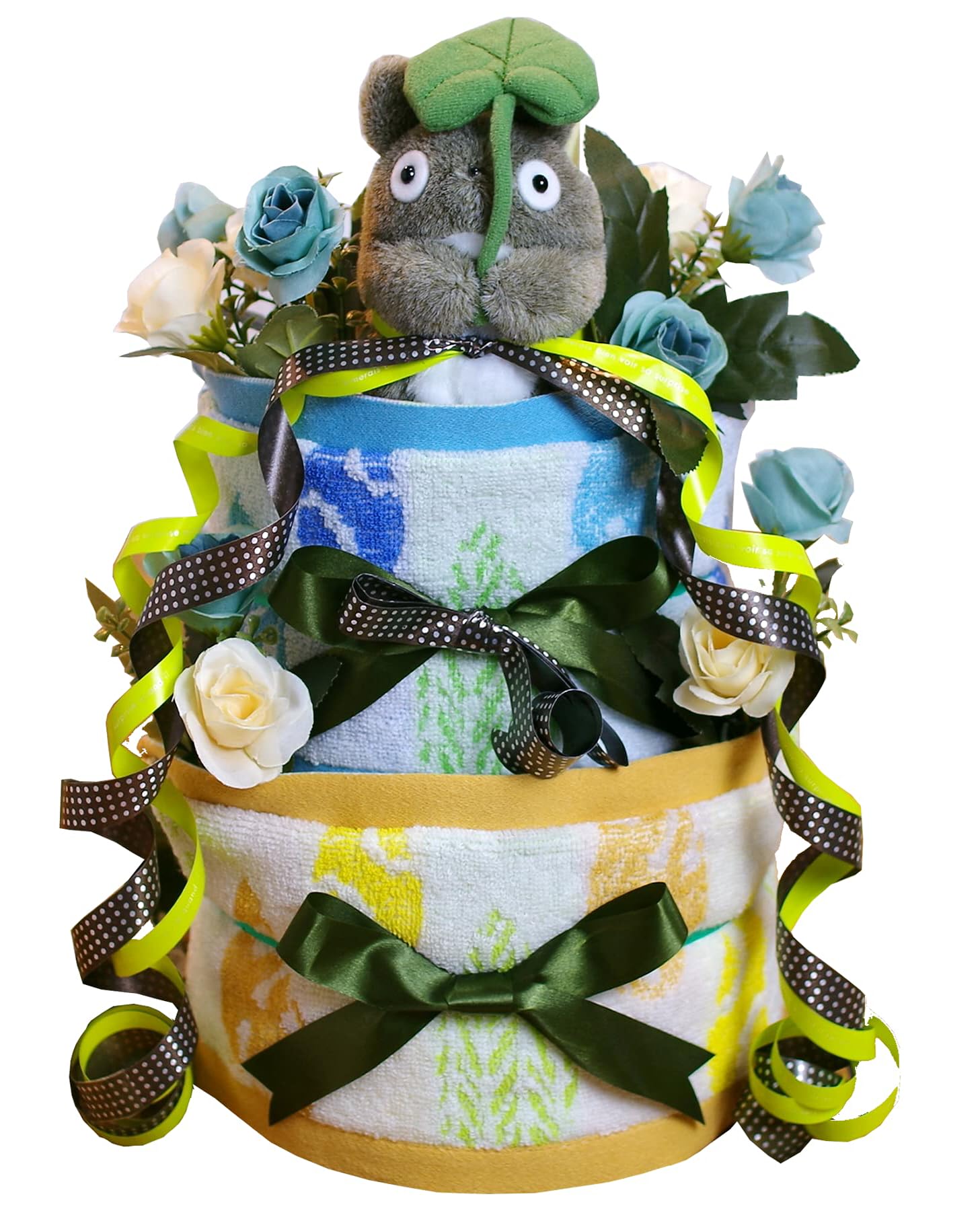 

Торт из подгузников Тоторо Ghibli 3 яруса Набор для подарка на детский праздник для мальчика девочки Полотенце Популярный Amazon 2 яруса На липучках размер S (Размер Pampers) зелёный