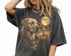 Labrador Howling Moon Shirt, Vintage 90s Graphic Tee, Retro Dog Lover Gift, Comfort Colors