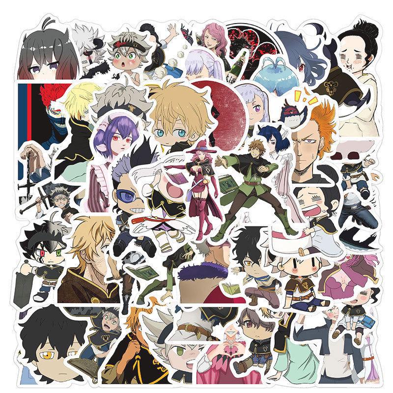 50 Cartoon Black Clover Graffiti Stickers for Laptops, Notebooks, Water Cups - Decorative Waterproof Stickers
